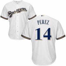 Youth Majestic Milwaukee Brewers #14 Hernan Perez Authentic Navy Blue Alternate Cool Base MLB Jersey