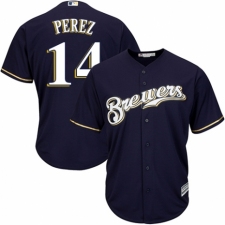 Youth Majestic Milwaukee Brewers #14 Hernan Perez Authentic White Alternate Cool Base MLB Jersey