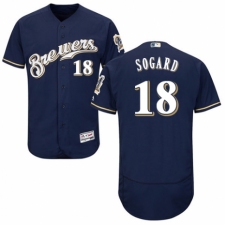 Men's Majestic Milwaukee Brewers #18 Eric Sogard White Alternate Flex Base Authentic Collection MLB Jersey