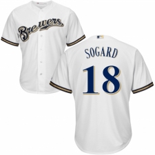 Youth Majestic Milwaukee Brewers #18 Eric Sogard Authentic Navy Blue Alternate Cool Base MLB Jersey
