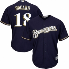 Youth Majestic Milwaukee Brewers #18 Eric Sogard Authentic White Alternate Cool Base MLB Jersey