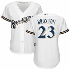 Women's Majestic Milwaukee Brewers #23 Keon Broxton Authentic Navy Blue Alternate Cool Base MLB Jersey