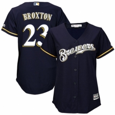 Women's Majestic Milwaukee Brewers #23 Keon Broxton Authentic White Alternate Cool Base MLB Jersey