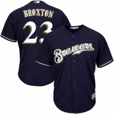 Youth Majestic Milwaukee Brewers #23 Keon Broxton Authentic White Alternate Cool Base MLB Jersey