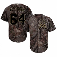 Men's Majestic Miami Marlins #64 Nick Wittgren Authentic Camo Realtree Collection Flex Base MLB Jersey