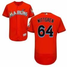 Men's Majestic Miami Marlins #64 Nick Wittgren Orange Alternate Flex Base Authentic Collection MLB Jersey