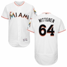 Men's Majestic Miami Marlins #64 Nick Wittgren White Home Flex Base Authentic Collection MLB Jersey
