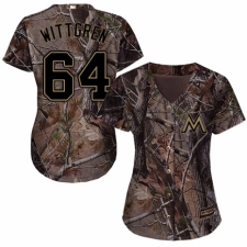 Women's Majestic Miami Marlins #64 Nick Wittgren Authentic Camo Realtree Collection Flex Base MLB Jersey