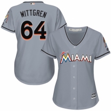 Women's Majestic Miami Marlins #64 Nick Wittgren Authentic Grey Road Cool Base MLB Jersey