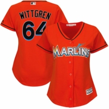 Women's Majestic Miami Marlins #64 Nick Wittgren Replica Orange Alternate 1 Cool Base MLB Jersey