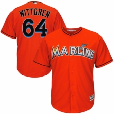 Youth Majestic Miami Marlins #64 Nick Wittgren Authentic Orange Alternate 1 Cool Base MLB Jersey