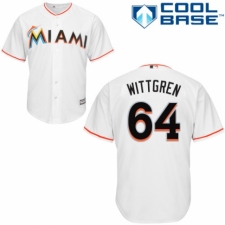 Youth Majestic Miami Marlins #64 Nick Wittgren Authentic White Home Cool Base MLB Jersey