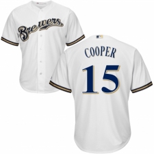Men's Majestic Milwaukee Brewers #15 Cecil Cooper Replica Navy Blue Alternate Cool Base MLB Jersey