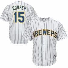 Men's Majestic Milwaukee Brewers #15 Cecil Cooper Replica White Home Cool Base MLB Jersey
