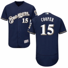 Men's Majestic Milwaukee Brewers #15 Cecil Cooper White Alternate Flex Base Authentic Collection MLB Jersey