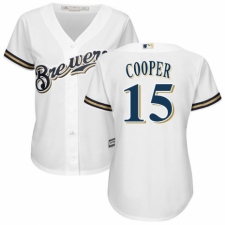 Women's Majestic Milwaukee Brewers #15 Cecil Cooper Authentic Navy Blue Alternate Cool Base MLB Jersey