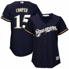 Women's Majestic Milwaukee Brewers #15 Cecil Cooper Replica White Alternate Cool Base MLB Jersey