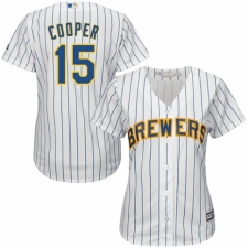 Women's Majestic Milwaukee Brewers #15 Cecil Cooper Replica White Home Cool Base MLB Jersey