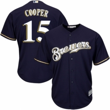 Youth Majestic Milwaukee Brewers #15 Cecil Cooper Authentic White Alternate Cool Base MLB Jersey