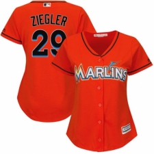 Women's Majestic Miami Marlins #29 Brad Ziegler Authentic Orange Alternate 1 Cool Base MLB Jersey