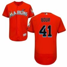 Men's Majestic Miami Marlins #41 Justin Bour Orange Alternate Flex Base Authentic Collection MLB Jersey