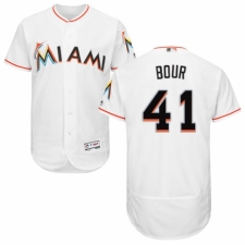 Men's Majestic Miami Marlins #41 Justin Bour White Home Flex Base Authentic Collection MLB Jersey