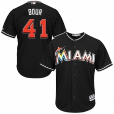 Youth Majestic Miami Marlins #41 Justin Bour Authentic Black Alternate 2 Cool Base MLB Jersey