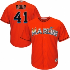 Youth Majestic Miami Marlins #41 Justin Bour Authentic Orange Alternate 1 Cool Base MLB Jersey