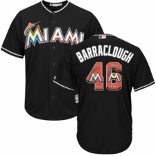 Men's Majestic Miami Marlins #46 Kyle Barraclough Authentic Black Team Logo Fashion Cool Base MLB Jersey