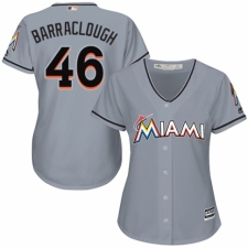 Women's Majestic Miami Marlins #46 Kyle Barraclough Authentic Grey Road Cool Base MLB Jersey