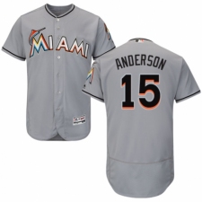 Men's Majestic Miami Marlins #15 Brian Anderson Grey Road Flex Base Authentic Collection MLB Jersey