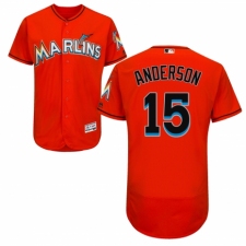 Men's Majestic Miami Marlins #15 Brian Anderson Orange Alternate Flex Base Authentic Collection MLB Jersey