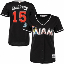 Women's Majestic Miami Marlins #15 Brian Anderson Authentic Black Alternate 2 Cool Base MLB Jersey