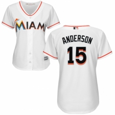 Women's Majestic Miami Marlins #15 Brian Anderson Authentic White Home Cool Base MLB Jersey