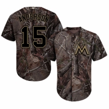 Youth Majestic Miami Marlins #15 Brian Anderson Authentic Camo Realtree Collection Flex Base MLB Jersey