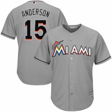 Youth Majestic Miami Marlins #15 Brian Anderson Authentic Grey Road Cool Base MLB Jersey