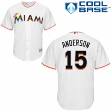 Youth Majestic Miami Marlins #15 Brian Anderson Authentic White Home Cool Base MLB Jersey