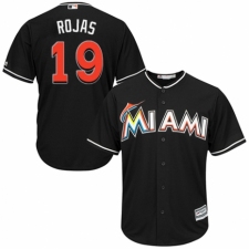 Men's Majestic Miami Marlins #19 Miguel Rojas Replica Black Alternate 2 Cool Base MLB Jersey