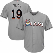 Men's Majestic Miami Marlins #19 Miguel Rojas Replica Grey Road Cool Base MLB Jersey