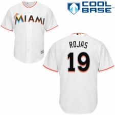 Men's Majestic Miami Marlins #19 Miguel Rojas Replica White Home Cool Base MLB Jersey