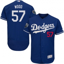 Men's Majestic Los Angeles Dodgers #57 Alex Wood Royal Blue Alternate Flex Base Authentic Collection 2018 World Series MLB Jersey