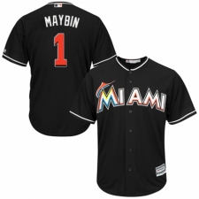 Men's Majestic Miami Marlins #1 Cameron Maybin Replica Black Alternate 2 Cool Base MLB Jersey