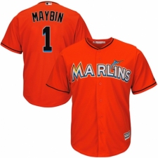 Youth Majestic Miami Marlins #1 Cameron Maybin Replica Orange Alternate 1 Cool Base MLB Jersey