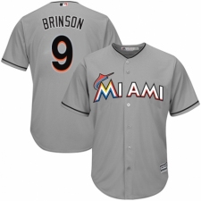 Youth Majestic Miami Marlins #9 Lewis Brinson Replica Grey Road Cool Base MLB Jersey