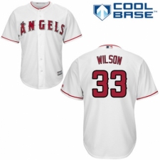 Youth Majestic Los Angeles Angels of Anaheim #33 CJ Wilson Authentic White Home Cool Base MLB Jersey