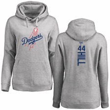 MLB Women's Nike Los Angeles Dodgers #44 Rich Hill Ash Backer Pullover Hoodie