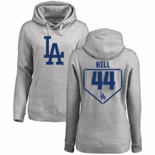 MLB Women's Nike Los Angeles Dodgers #44 Rich Hill Gray RBI Pullover Hoodie