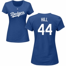 MLB Women's Nike Los Angeles Dodgers #44 Rich Hill Royal Blue Name & Number T-Shirt