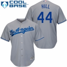 Men's Majestic Los Angeles Dodgers #44 Rich Hill Replica Grey Road Cool Base MLB Jersey