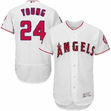 Men's Majestic Los Angeles Angels of Anaheim #24 Chris Young White Home Flex Base Authentic Collection MLB Jersey
